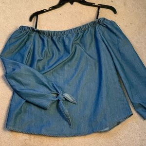 Chambray Off the shoulder blouse